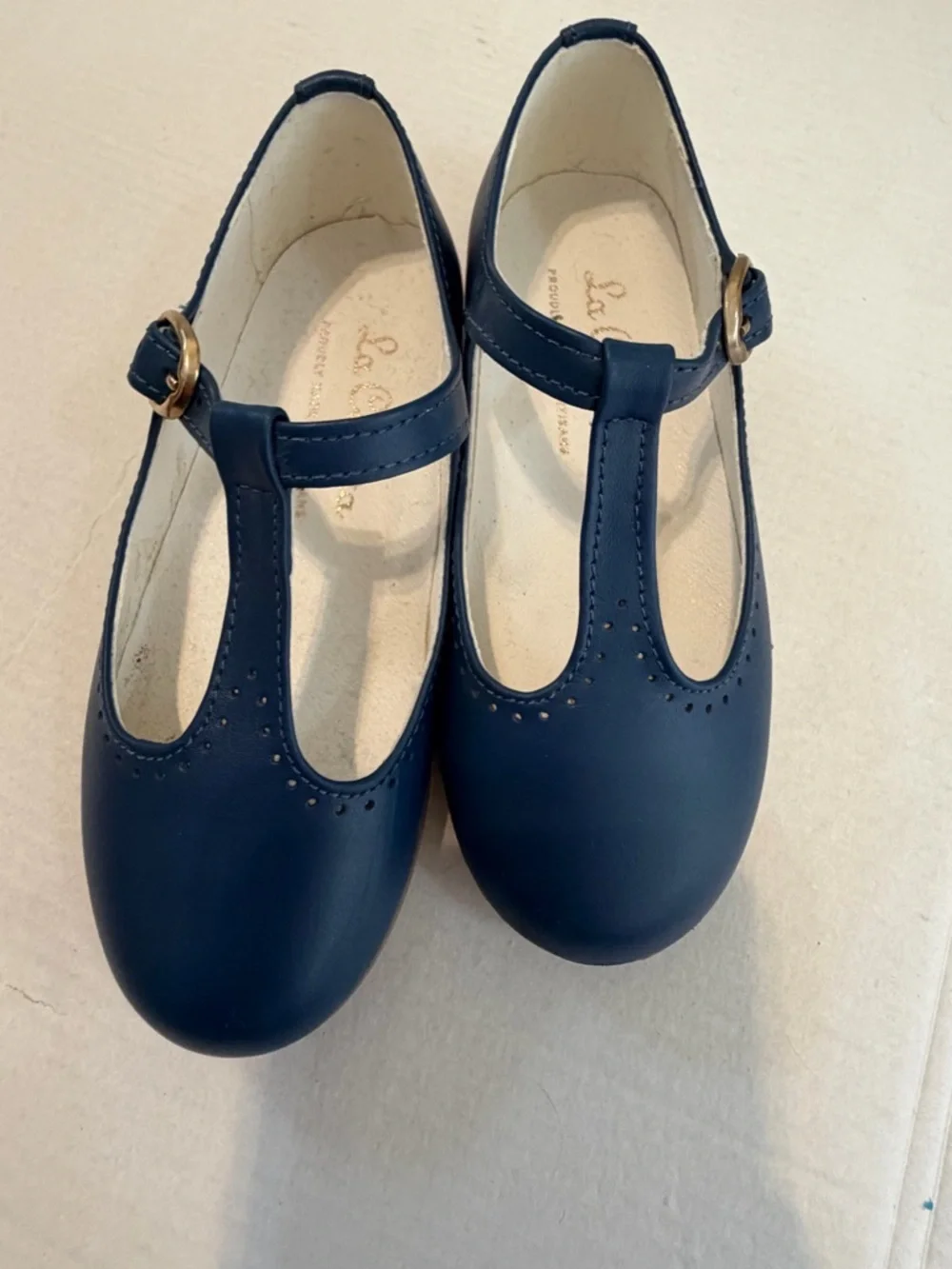 La Coqueta Cobalt Blue Leather T-Bar Mary Jane Shoes EU 25 US 9